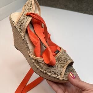 Guess Halona Peep Toe Lace Up Espadrille Sandals